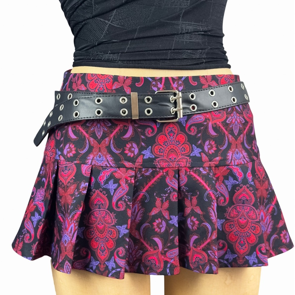 Y2K Grunge Black Grommet Belt Faux Leather Silver Buckle Punk Alt Edgy OS